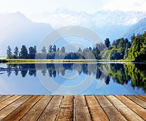 Mountain Range and a Body of Water photo