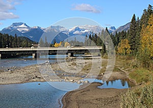 Mountain range and bridge