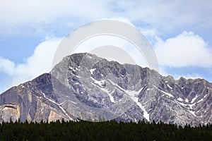 Mountain Range of the Canadian Rockies at Johnston Canyon in Banff National Park