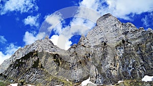 Mountain range Churfirsten above Lake Walensee