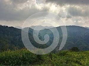 Mountain range in cloudy day. Beautiful landscape in Thailand.