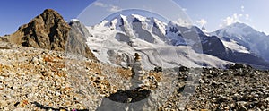 Mountain Range `Diavolezza` in the Swiss alps, Engadin, Graubunden, Switzerland