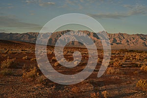 Mojave desert dawn landscape sky clouds mountain range