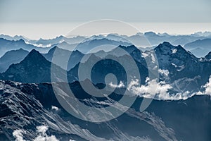 Mountain range fog layers, Tauern, Grossglockner, Austria