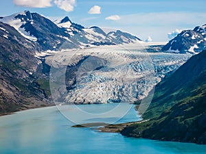 Mountain range and glacier