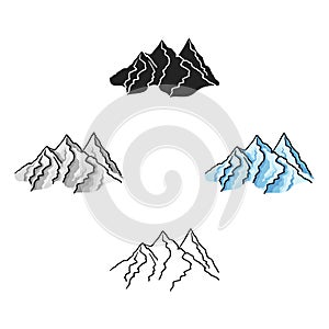 Mountain range icon in cartoon style isolated on white background. Ski resort symbol stock vector illustration.