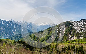 Mountain range at japan alps tateyama kurobe alpine route photo