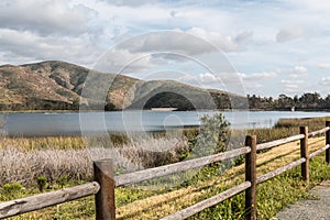 Mountain Range, Lake and Fence in Chula Vista, California photo