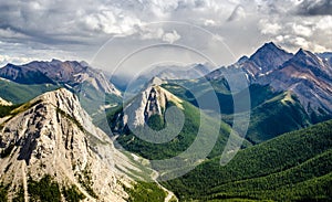 Mountain range landscape view in Jasper NP, Canada photo