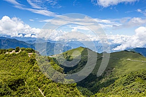 mountain range over east peak of Hehuanshan