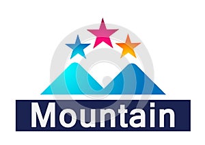 Mountain Range people star top blue mount Logo icons symbol logo design on white background
