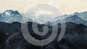 Mountain range silhouette. Outline shape of the mountains