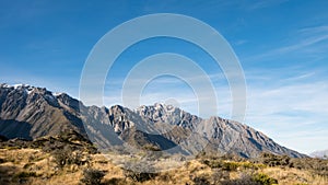 Mountain Range at Tasman Valley Walk Track, Aoraki, New Zealand