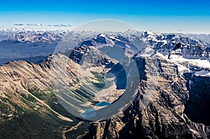 Mountain range view from Mt Temple, Banff NP, Alberta, Canada