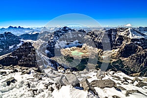 Mountain range view from Mt Temple, Banff NP, Canada