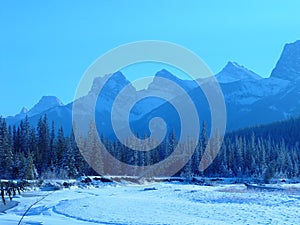 Mountain range in winter