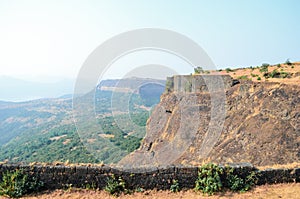 Mountain Ranges of Lohagad Fort in Western Sahyadri Ghats of Maharashtra, India