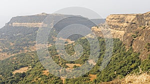 Mountain Ranges of Lohagad Fort in Western Sahyadri Ghats of Maharashtra, India