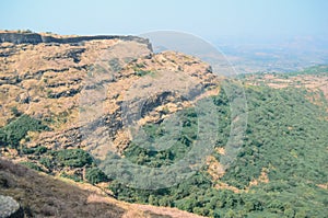 Mountain Ranges of Lohagad Fort in Western Sahyadri Ghats of Maharashtra, India