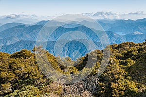 Mountain ranges in Marlborough Sounds, South Island, New Zealand