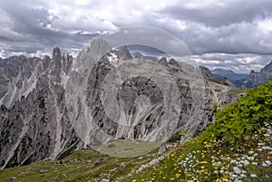 Mountain ranges surrounding the Tre Cime Park in Italy