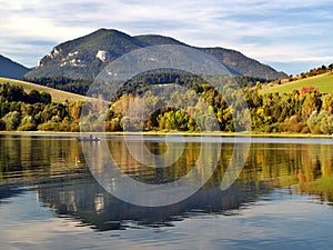 Mountain reflected in lake