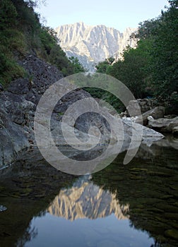 Mountain reflected in the stream