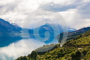 Mountain & reflection lake from view point on the way to Glenorchy , New Zealand