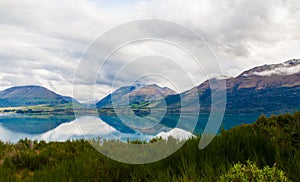 Mountain & reflection lake from view point on the way to Glenorchy , New zealand