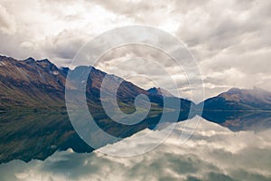 Mountain & reflection lake from view point on the way to Glenorchy,New Zealand