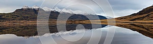 Mountain reflections in Berufjordur, eastern fjords photo