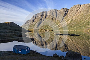 Mountain reflections in fiord