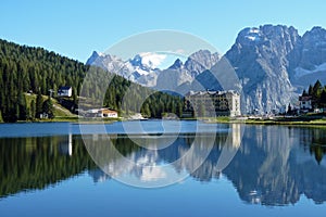 Mountain Reflections in Lake Misurina photo