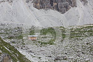 Mountain refuge at the Tre Cime di Lavaredo, Italy