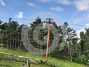 Mountain Resort Chairlift. Old Ski Center equipment.