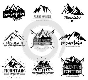 Mountain retro logo and illustration.