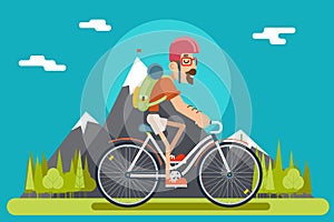 Mountain Ride Bicycle Geek Hipster ycling Travel Nature Lifestyle Concept Planning Summer Vacation Tourism Forest