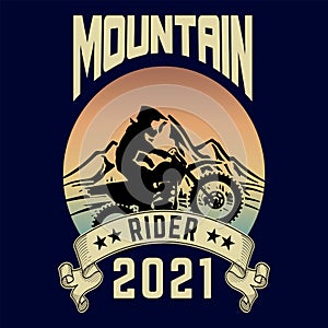 Mountain rider 2021 t-shirt design, vintage, retro, element, mug bag design for print-ready
