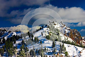 Mountain ridge in Lassen Volcanic Park in Winter.