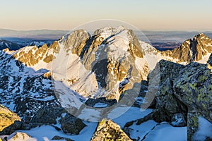 Mountain ridge in the morning sun.