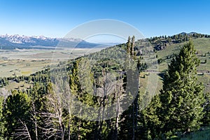 Mountain ridge scenic view on a clear sunny day in the Frank Church Wilderness of the Sawtooth Mountains in Idaho