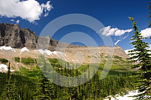 Mountain ridge with summer snow