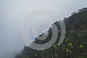 Mountain ridges in clouds, Mingyue Mountain, China