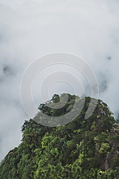 Mountain ridges in clouds, Mingyue Mountain, China