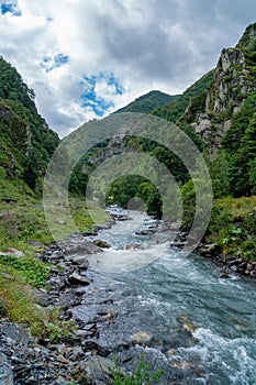 The mountain river Argun in Upper Khevsureti, Georgia