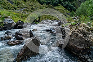 The mountain river Argun in Upper Khevsureti, Georgia