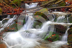 Mountain river at autumn time