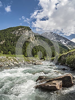 Mountain river with glacier water