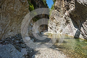 Mountain river gorge near Panta Vrexei in Evritania, Greece