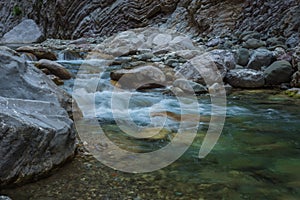 Mountain river gorge near Panta Vrexei in Evritania, Greece